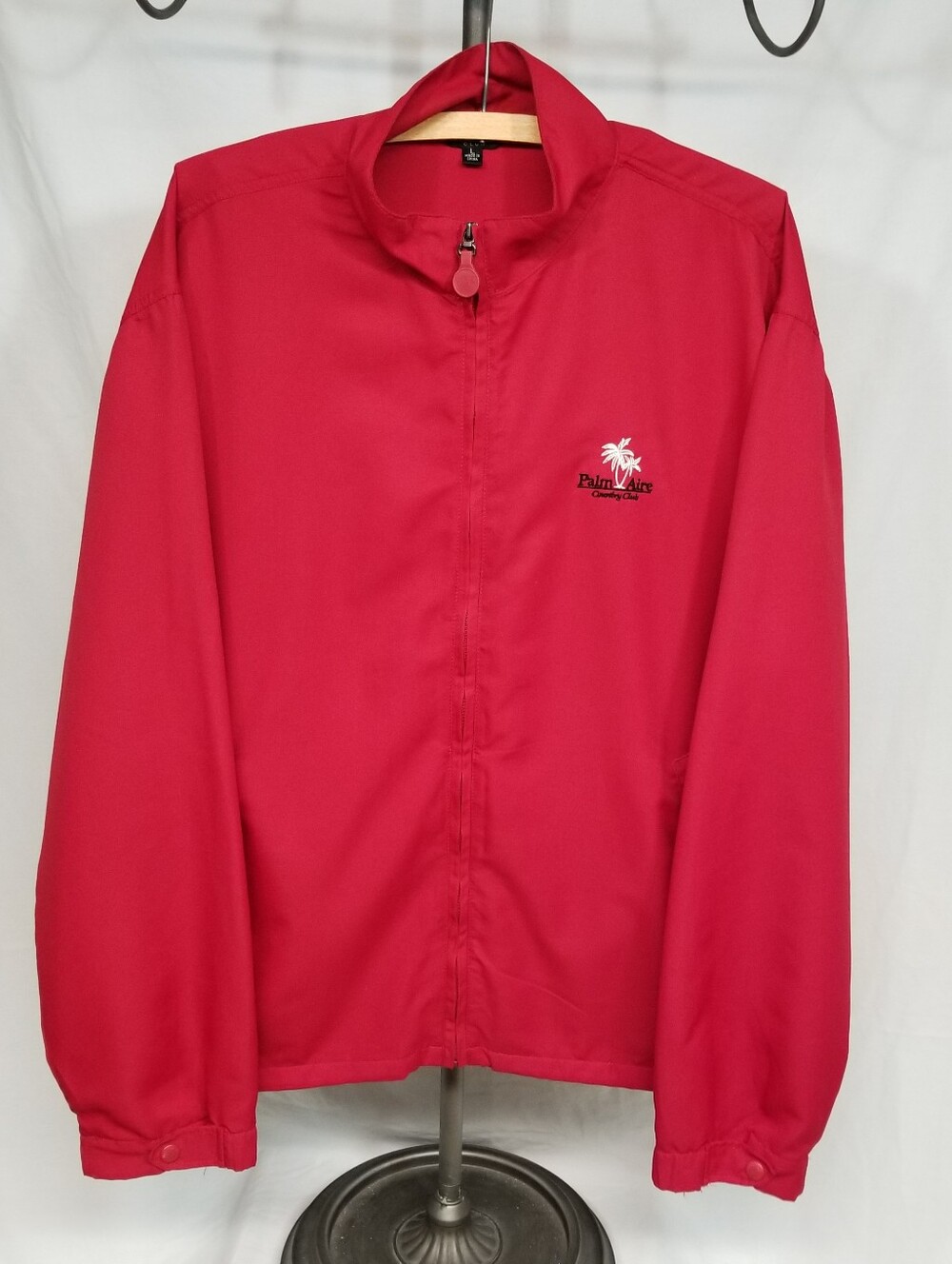 Monterey Club Golf Jacket Mens Large Red Full Zip Windbreaker Palm Aire CC